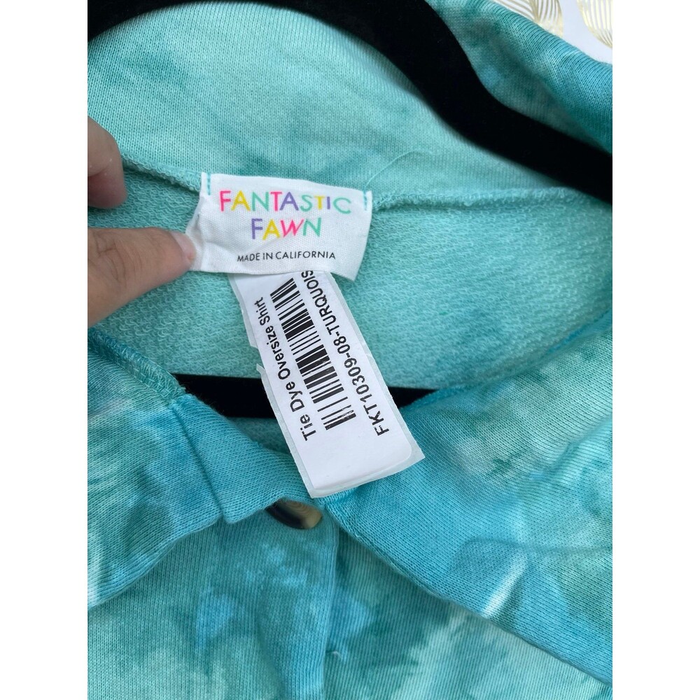 Fantastic Fawn Turquoise Tie Dye Oversized Shacket Mermaidcore Vibe Small - Picture 4 of 6